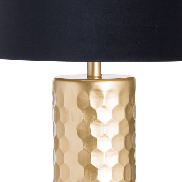 Jem Honey Comb Gold Table Lamp With Black Velvet Shade - Thumb 2