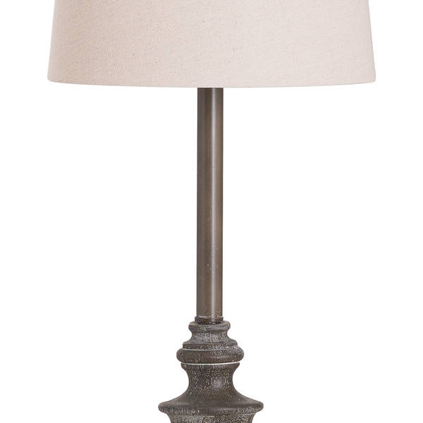 Calven Antiqued Table Lamp With Natural Shade - Thumb 2