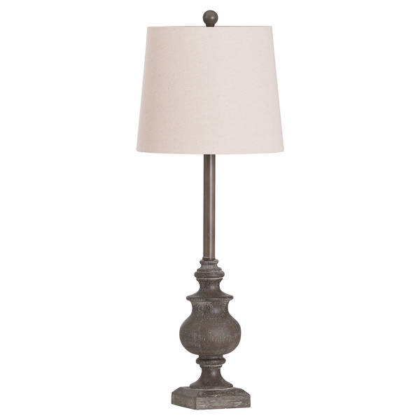 Calven Antiqued Table Lamp With Natural Shade - Thumb 1