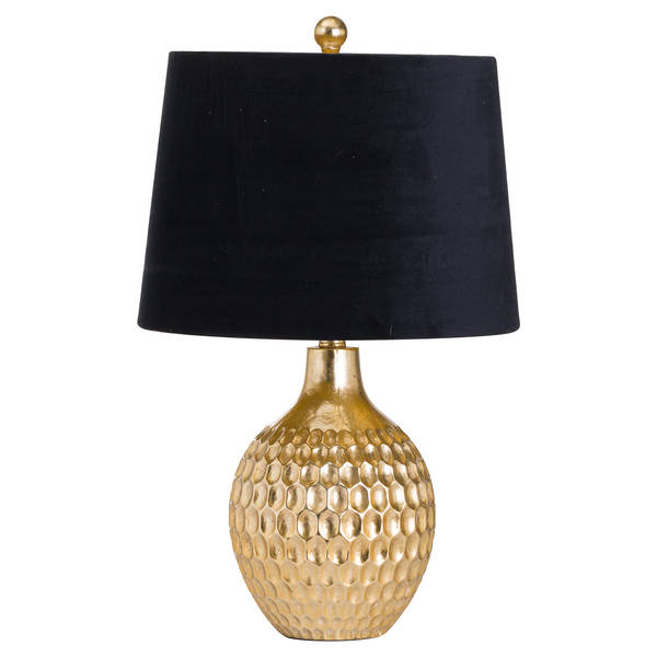 Vincent Gold Base Table Lamp With Black Velvet Shade - Thumb 1