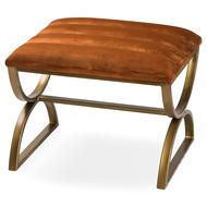 Burnt Orange And Brass Ribbed Footstool - Thumb 1