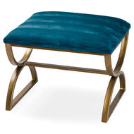 Navy And Brass Ribbed Footstool - Thumb 1