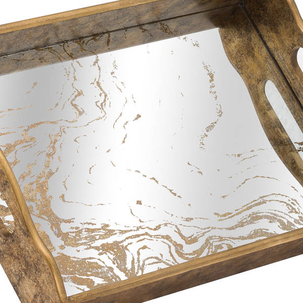 Augustus Mirrored Tray With Marbling Effect - Thumb 2