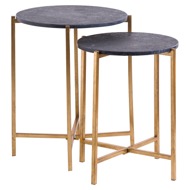 Set Of 2 Gold And Black Marble Tables - Thumb 1