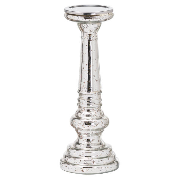 Silver Metallic Glass Candle Stand - Thumb 1