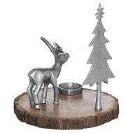 Stag And Tree Log Slice Candle Holder - Thumb 2