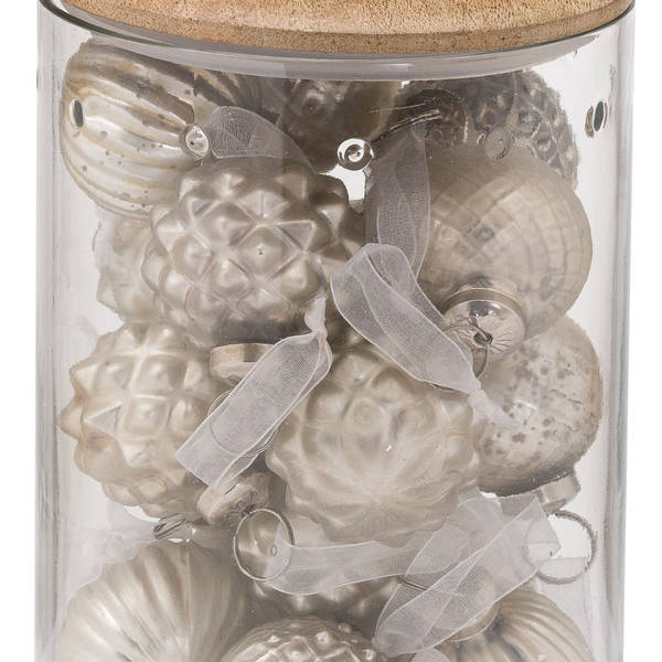 Set Of 12 Silver Hanging Decorations In Display Jar - Thumb 2