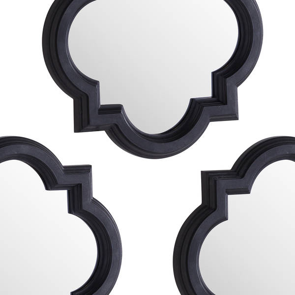 Set Of Three Dark Grey Quarterfoil Mirrors - Thumb 2