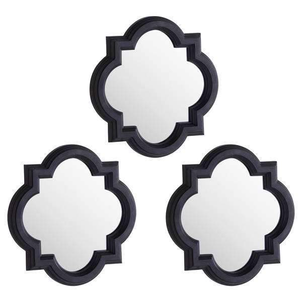Set Of Three Dark Grey Quarterfoil Mirrors - Thumb 1