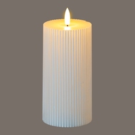 Luxe Collection Natural Glow 3x6 Textured Ribbed LED Candle - Thumb 2
