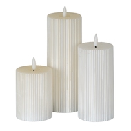 Luxe Collection Natural Glow 3x8 Textured Ribbed LED Candle - Thumb 3