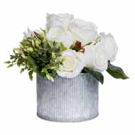 White Rose Bouquet In Tin Pot - Thumb 1