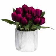 Purple Tulips In Marble Pot - Thumb 1