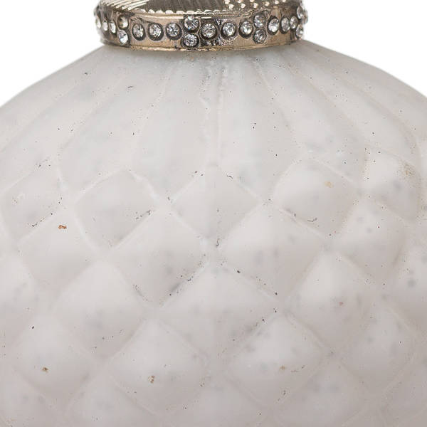 The Noel Collection White Textured Large Hanging Bauble - Thumb 2