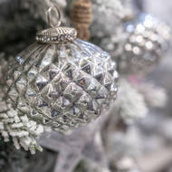 The Noel Collection Silver Textured Small Hanging Bauble - Thumb 3