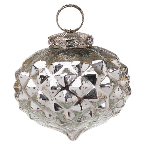 The Noel Collection Silver Textured Small Hanging Bauble - Thumb 1