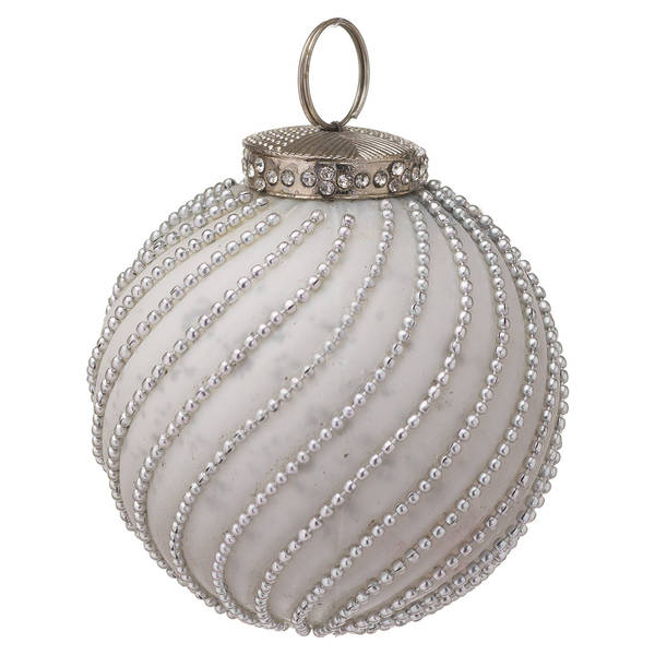 The Noel Collection White Jewel Swirl Large Bauble - Thumb 1