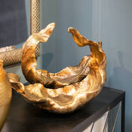 Large Gold Curled Leaf Sculpture - Thumb 4