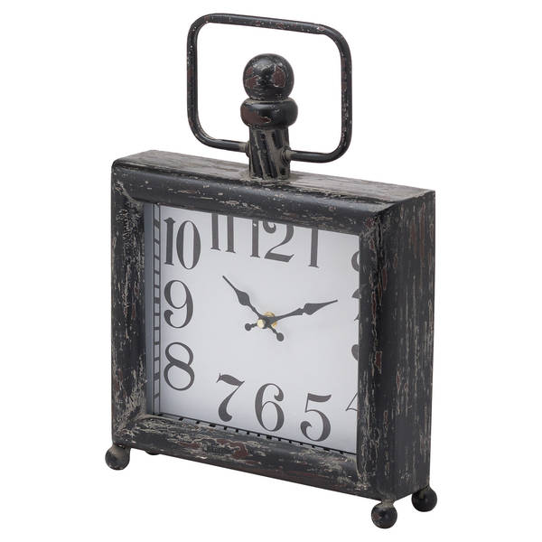 Dark Distressed Square Mantel Clock