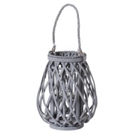 Small Grey Wicker Bulbous Lantern - Thumb 1