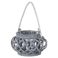 Large Grey Wicker Basket Lantern - Thumb 1