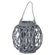Small Grey Wicker Basket Lantern - Thumb 1