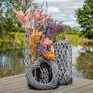Huge Grey Standing Wicker Lantern - Thumb 3