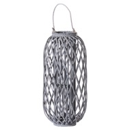 Large Grey Standing Wicker Lantern - Thumb 1