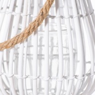 Small Domed White Rattan Lantern With Rope Detail - Thumb 2