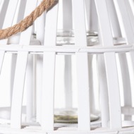 White Domed Wicker Lantern With Rope Detail - Thumb 2