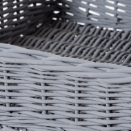 Large Grey Wicker Basket Butler Tray - Thumb 2