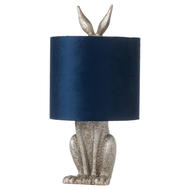 Silver Hare Table Lamp With Navy Shade - Thumb 1