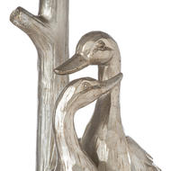 Silver Pair Of Ducks Table Lamps With Velvet Shade - Thumb 2