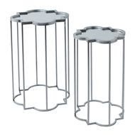 Quarter Foil Mirrored Set Of Two Side Tables - Thumb 1
