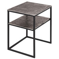 Farrah Collection Silver Side Table with Shelf - Thumb 1