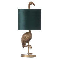Florence The Flamingo Gold Lamp With Emerald Velvet Shade - Thumb 1