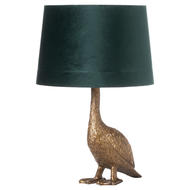 Gary the Goose Gold Table Lamp With Emerald Velvet Shade - Thumb 1