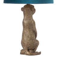 Morris The Meerkat Table Lamp With Teal Velvet Shade - Thumb 2