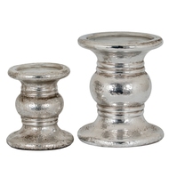 Silver Punch Faced Ceramic Large Candle Holder - Thumb 5