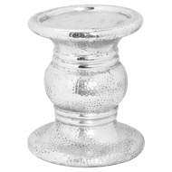 Silver Punch Faced Ceramic Large Candle Holder - Thumb 1