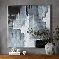 Hand Painted Black And White Layered Abstract Painting - Thumb 5