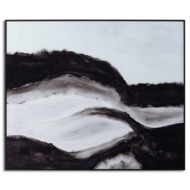 Black and White Rolling Hills Glass Image in Black Frame - Thumb 1