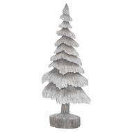 Carved Wood Effect Grey Snowy Tree - Thumb 1