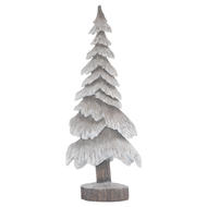 Carved Wood Effect Grey Large Snowy Tree - Thumb 1