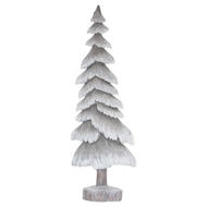 Carved Wood Effect Grey Tall Snowy Tree - Thumb 1