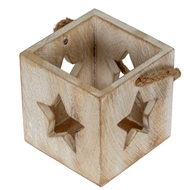 Washed Wood Star Tealight Candle Holder - Thumb 4