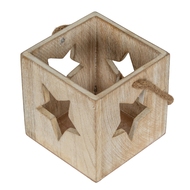 Washed Wood Large Star Tealight Candle Holder - Thumb 4