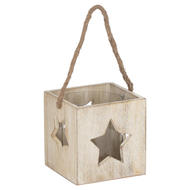 Washed Wood Large Star Tealight Candle Holder - Thumb 1