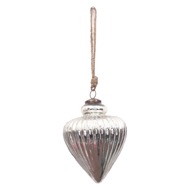 The Noel Collection Antique Silver Vallupe Bauble - Thumb 1