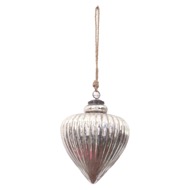 The Noel Collection Antique Silver Large Vallupe Bauble - Thumb 1
